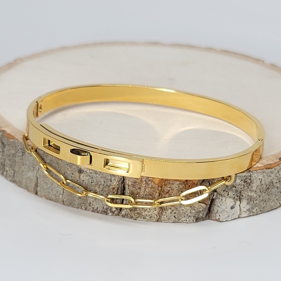 NEW 18K Gold Stainless Steel with Chain Bracelet - Picture 8 of 13